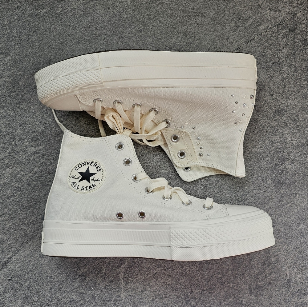 NWT Chuck Taylor All Star Lift Platform Pearls & Studs - Picture 15 of 16